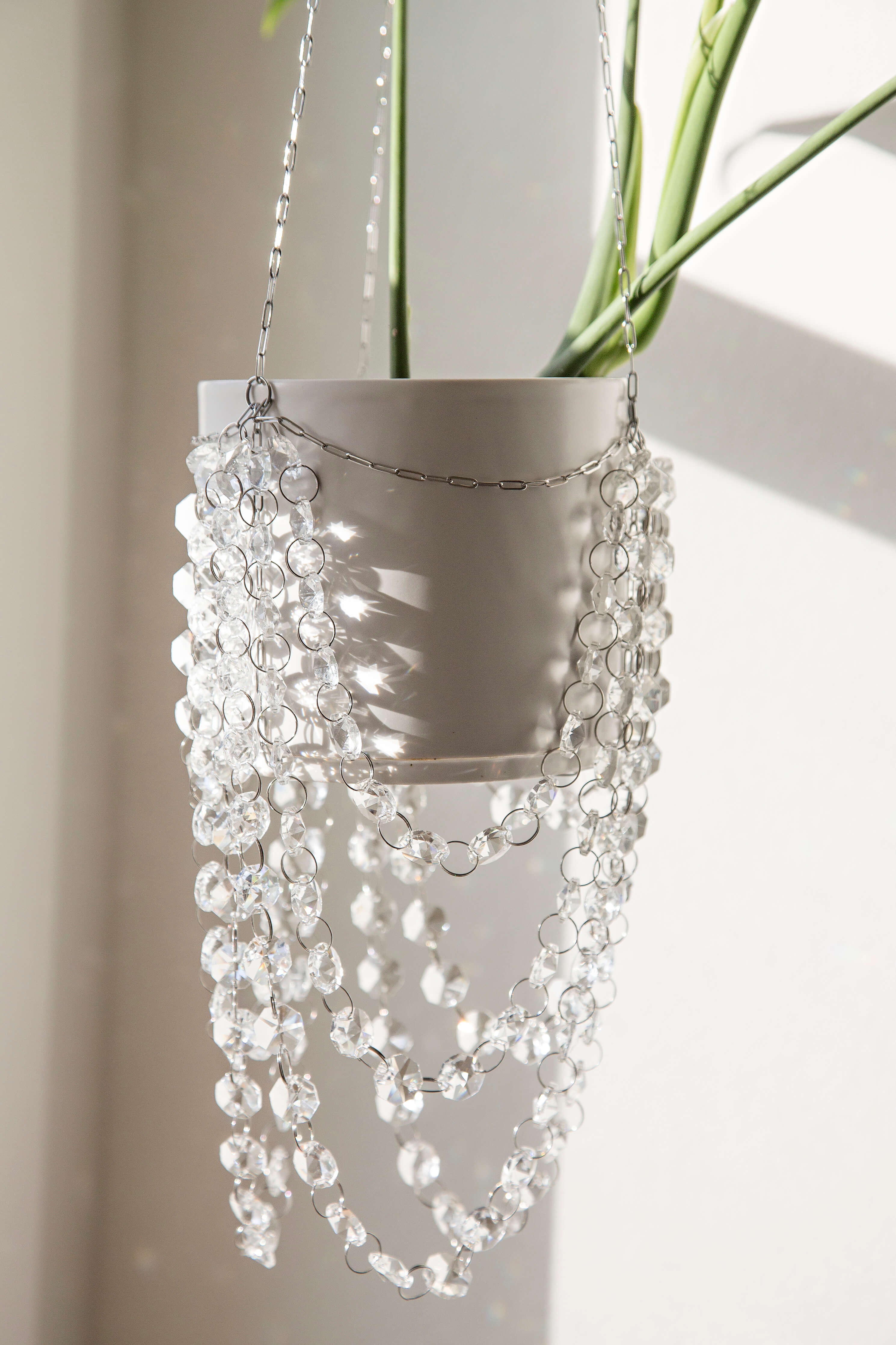 silver hanging planter Floating Chandelier Suncatcher Plant Hanger in Silver – Air Blush