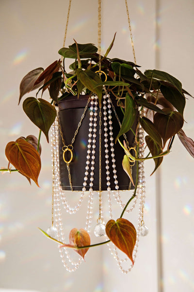 rose gold plant hanger ✨Preorders✨Draped In Pearls Gold Chain Suncatcher Plant Hanger – Air Blush