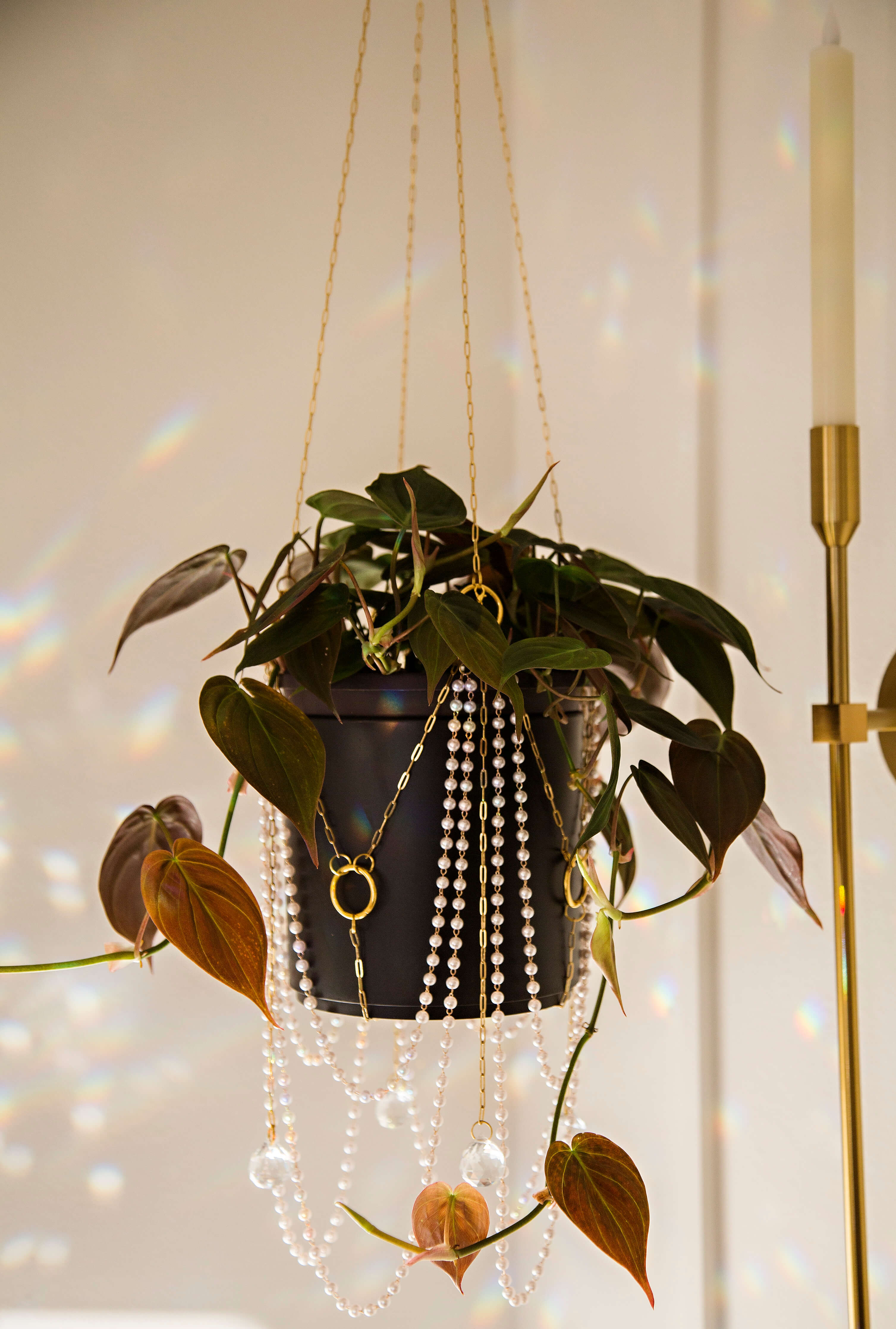 gold hanging plant pot factory ✨Preorders✨Draped In Pearls Gold Chain Suncatcher Plant Hanger – Air Blush